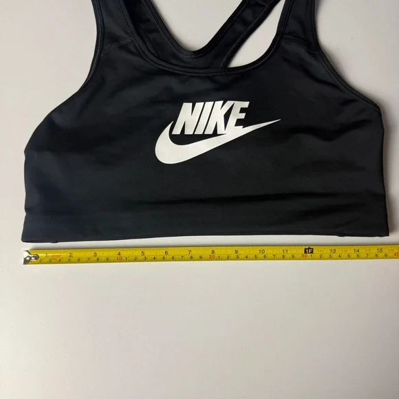Nike Swoosh Sports Bra Size XL Black Dri-FIT Racerback Medium Support Gym - Picture 7 of 9